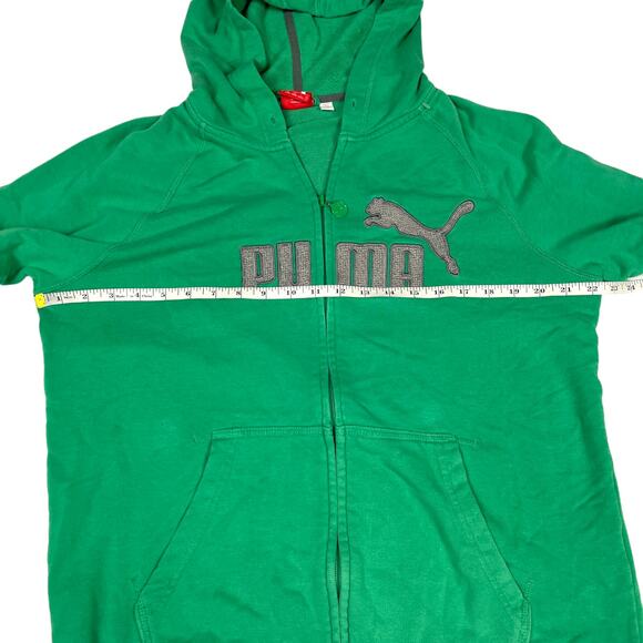 Puma Hoodie‎ Jacket Green Grey Logo Front Full Zip Long Sleeve Women's Large - Picture 5 of 15